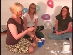 Nasty girls losing in truth or dare game kiss