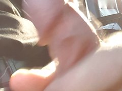 Jerking off on the bus-close up cum shot