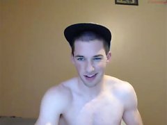 Cute gay toying his cock on his webcam