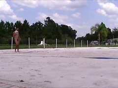 Naked volleyball training