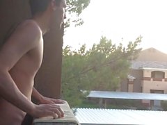 almost caught jacking in public on my balcony