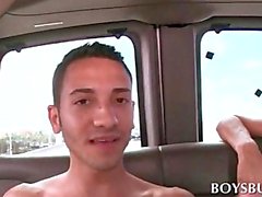 Cute straight dude cock ridden by horny gay in the sex bus