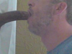 24 yr. old anonymous black cock at my glory hole-part 1