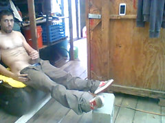 jacking off in Shed at work unkut