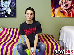 New cute and horny twink Trey Bentley interview and jack off