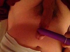 Using her toy on my big dick