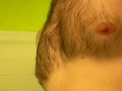 Hot hairy fetishist guy pisses all over and masturbates
