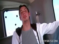 Brunette aroused teen picked up for gay sex in the boys bus