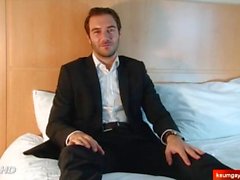 My sexy str8 banker serviced in a gay porn in spite of him