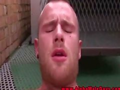 Muscular strong hunk gets throatfucked
