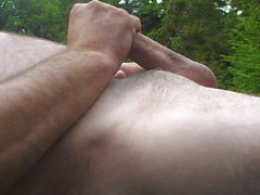 My small thing cumming outdoors.