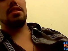 Straight thug jock Spanky shows piercings and masturbation