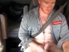 guy jerking off in the car
