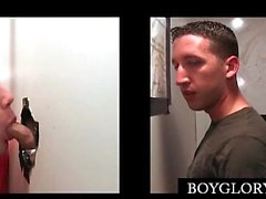 Teen gay fellating straight cock on gloryhole