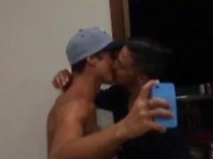 Bromosexual. Str8 Guy's Cute Dare Kissing.