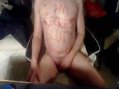 Slut slave exposed: bodywritting, anal, humilliated