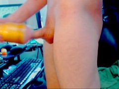 Big cock fucking fleshlight on webcam show