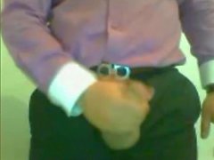 Hot latin daddy stroking at office