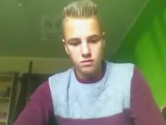Danish 18 Yo Blond Boy Is On His Room In Home & Player Cock On Cam