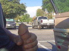 Outdoors in parking lot with cum