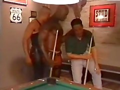 Interracial Threesome on Pool Table