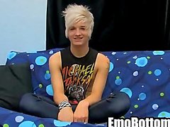 This sexy blonde punk twink is jerking his cock off