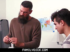 FamilyDick - dad trains virgin stepson to gargle and fuck