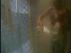 Reality show shower - semi hard and shows off for camera