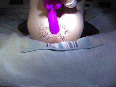 fucking my slut whore twink ass with my huge purple dildo
