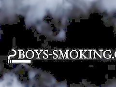 Dillon and Kyros smoke in bedroom and suck and fuck bareback
