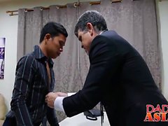 Asian twink Alex and Daddy having a anal sex in a office