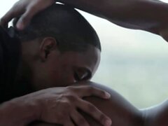 Black muscled gays DeAngelo and Liam amazing outdoor bj