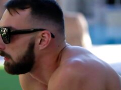 Handsome muscled gays Draven and Johnny outdoor anal sex