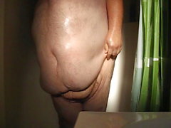 fat guy showering