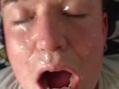 Painting his fucking face with cum 5