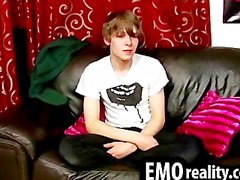 Twink emo teen talks to the camera and takes his clothes off