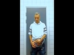 Danish 18 year old young twink boy & comes in public on toilet