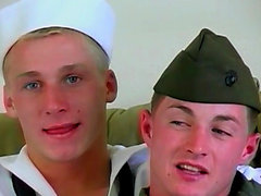 Gorgeous navy gays assfucking after passionate foreplay