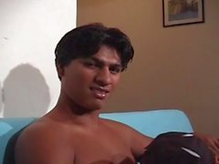 Pussy hound Latino watches porn, gets BJ