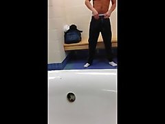 hot guy jacking off in locker room and cums