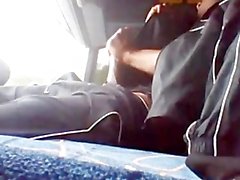 webcam bus ride jacking & cummin a big dick