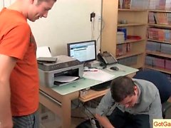 Horny guys sucking in the office part1