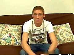 Newbie twink strips and gets interviewed