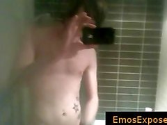 Cute gay emo filming himself in mirror while jerking part2