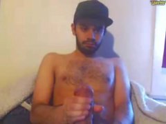 Hairy stud with a thick big dick jerking off