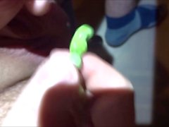 Cumshot with peas in urethra